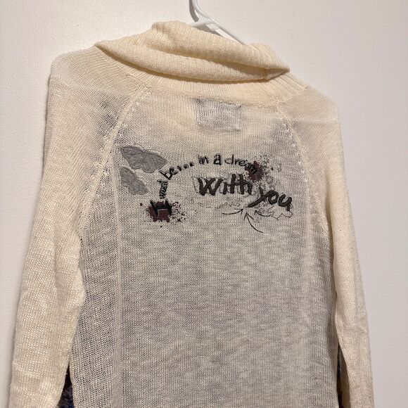 Desigual Womens Sz 4 CowlNeck Patchwork Crochet Sweater Funky Knit Whimsical Art - Picture 6 of 8